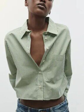 Zara Womens Poplin Buttom Down Top